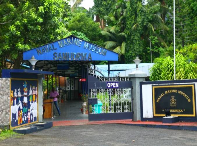 Marine life displays inside the Samudrika Naval Marine Museum