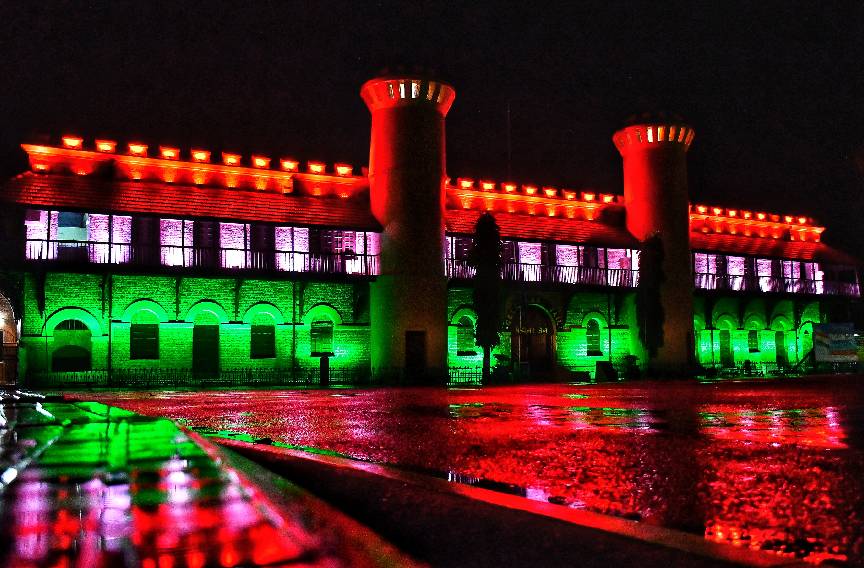 The Light and Sound Show illuminating Cellular Jail in the evening